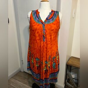 Seven Island Orange Sleeveless Summer Dress